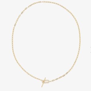 🆕 Adina Eden Gold Delicate Pavé Toggle Oval Necklace